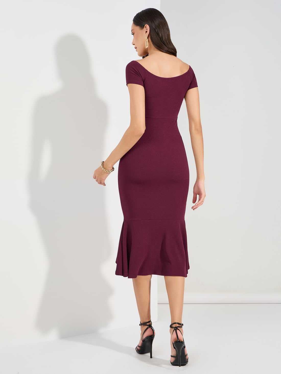 Styli Women's Polyester Bodycon Midi