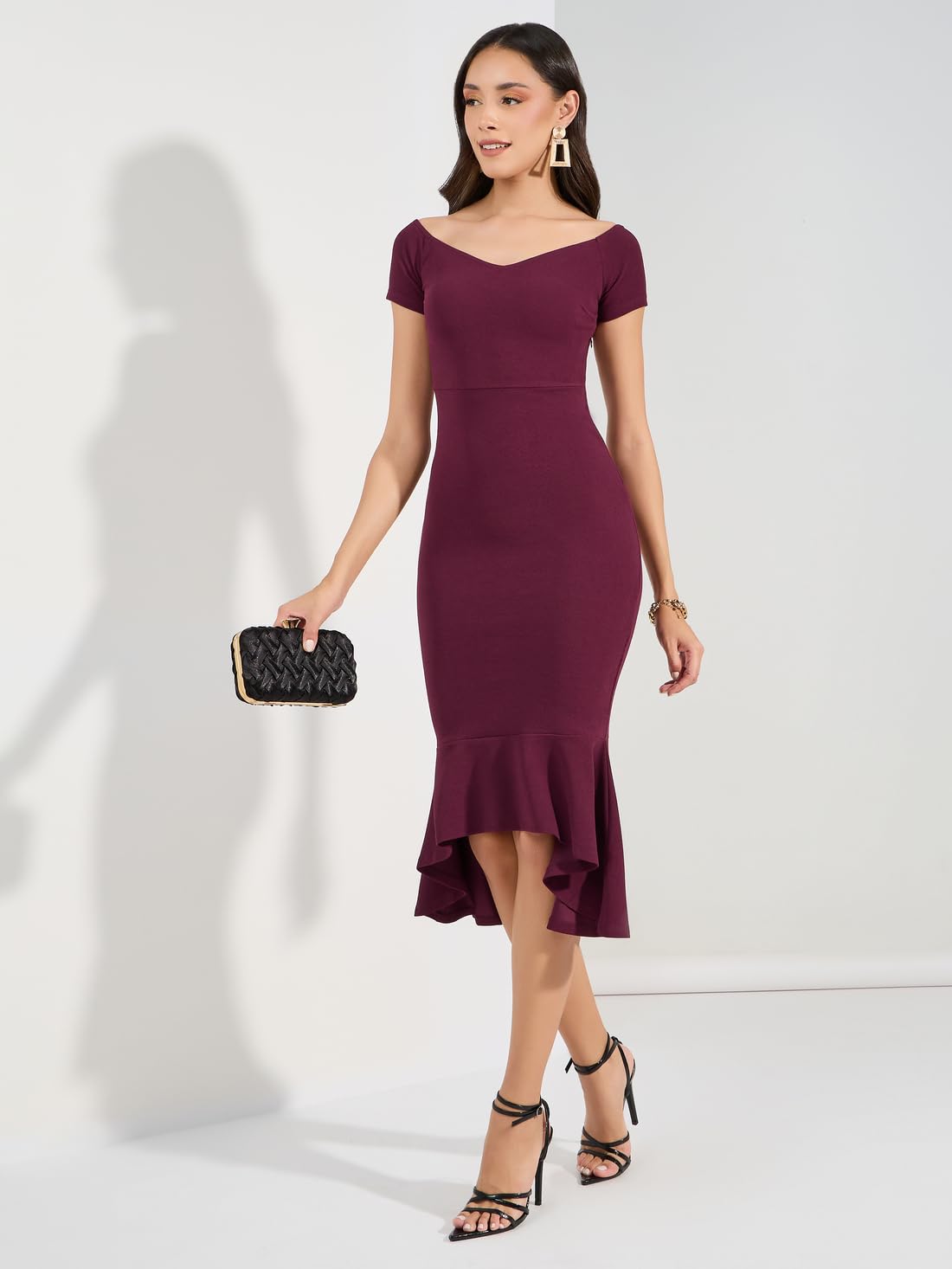 Styli Women's Polyester Bodycon Midi